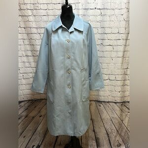 Forecaster Of Boston Women’s sz 15/16 Light Blue Trench Coat EUC